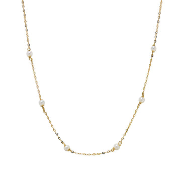 Cadena Lira con 6 Perlas en Oro Amarillo 9 Kilates