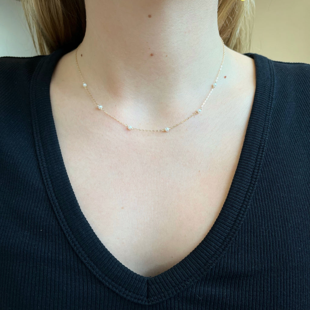 Gargantilla Lira con Perlas de Oro de 9 Quilates