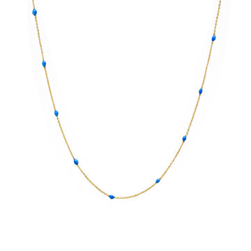 Cadena Kira con Piedras Azul en Oro Amarillo 9 Kilates