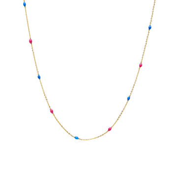 Cadena Kira con Piedras Multicolor en Oro Amarillo 9 Kilates