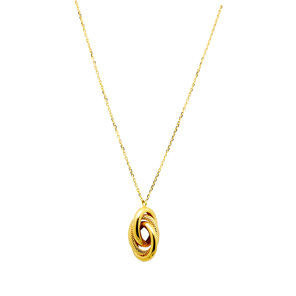 Conjunto Anna de Cadena con Colgante y Pendientes Aro en Oro Amarillo