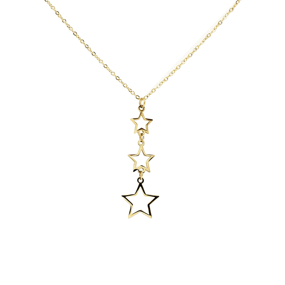 Gargantilla con Tres Estrellas de Acero Dorado