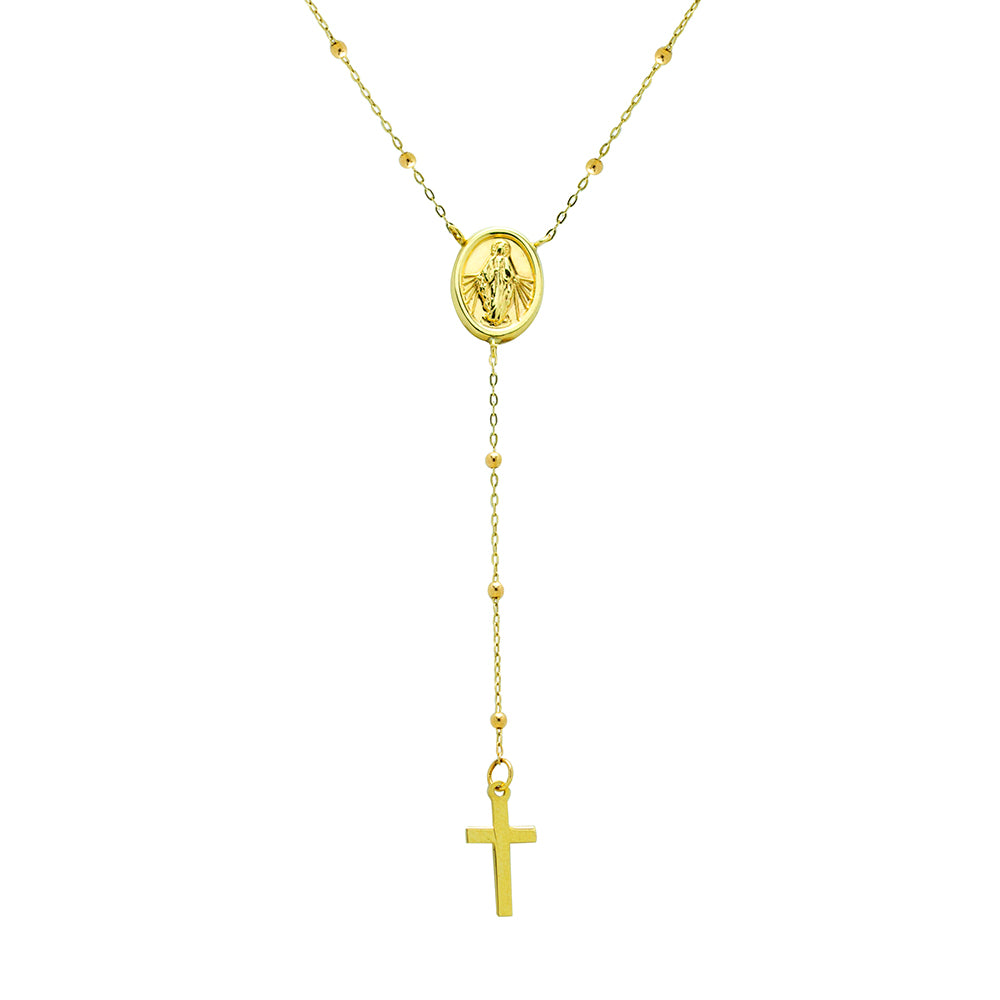 Cadena y Colgante Rosario Virgen de la Milagrosa 45cm en Oro Amarillo 9 Kilates