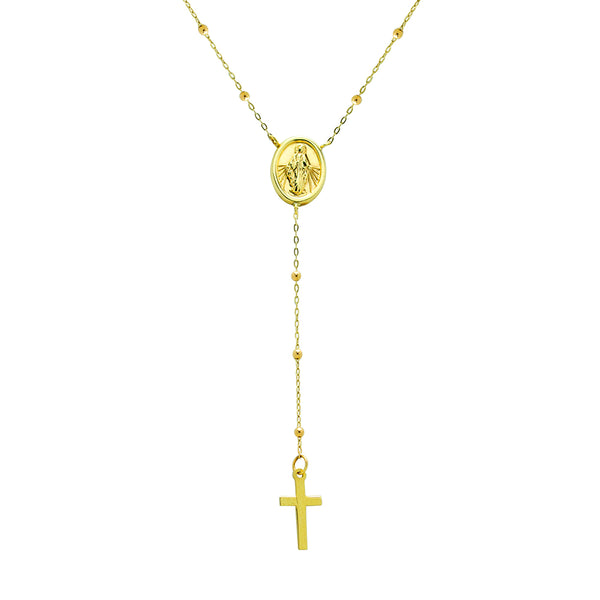 Cadena y Colgante Virgen de la Milagrosa 45cm en Oro Amarillo 9 Kilates