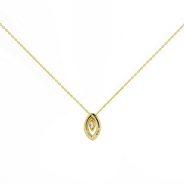 Cadena y Colgante Lágrima Tallada con Circonita Blanca en Oro Amarillo de 9 Kilates