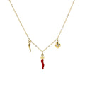 Gargantilla Cornicello de Acero Dorado