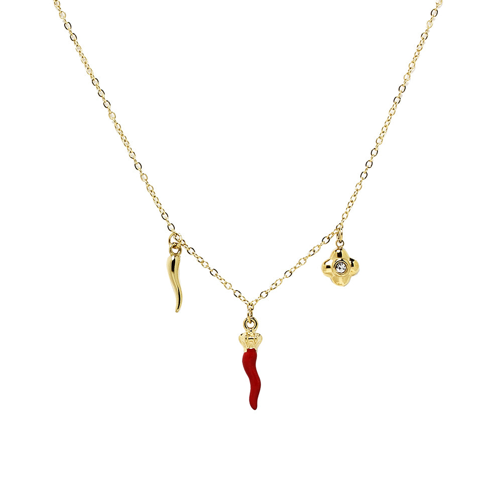 Gargantilla Cornicello de Acero Dorado