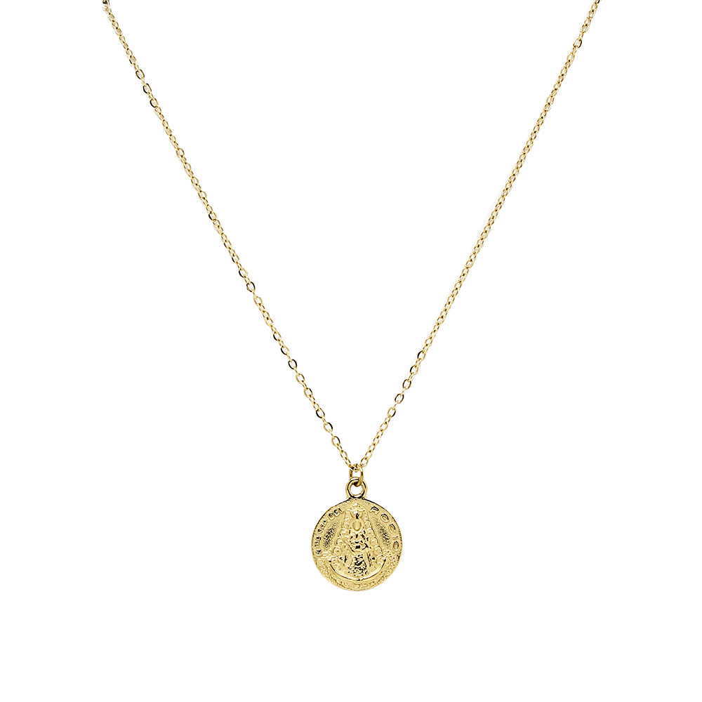 Gargantilla Medalla Virgen de Acero Dorado