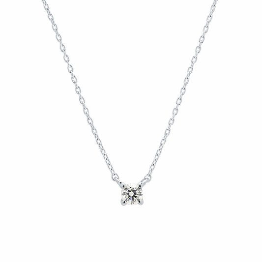 Cadena y Colgante 4 Grapas de Diamante 0.10 Quilates en Platino