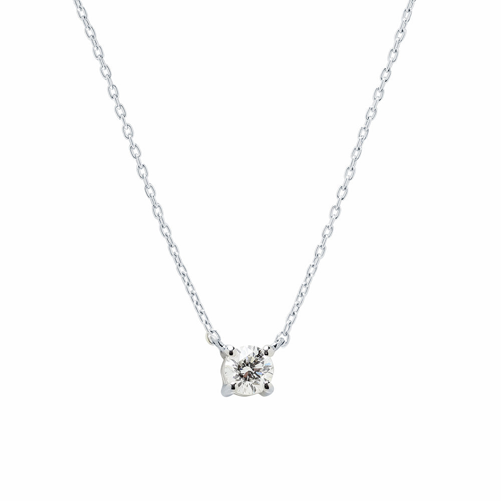 Cadena y Colgante 4 Grapas de Diamante 0.22 Quilates en Platino