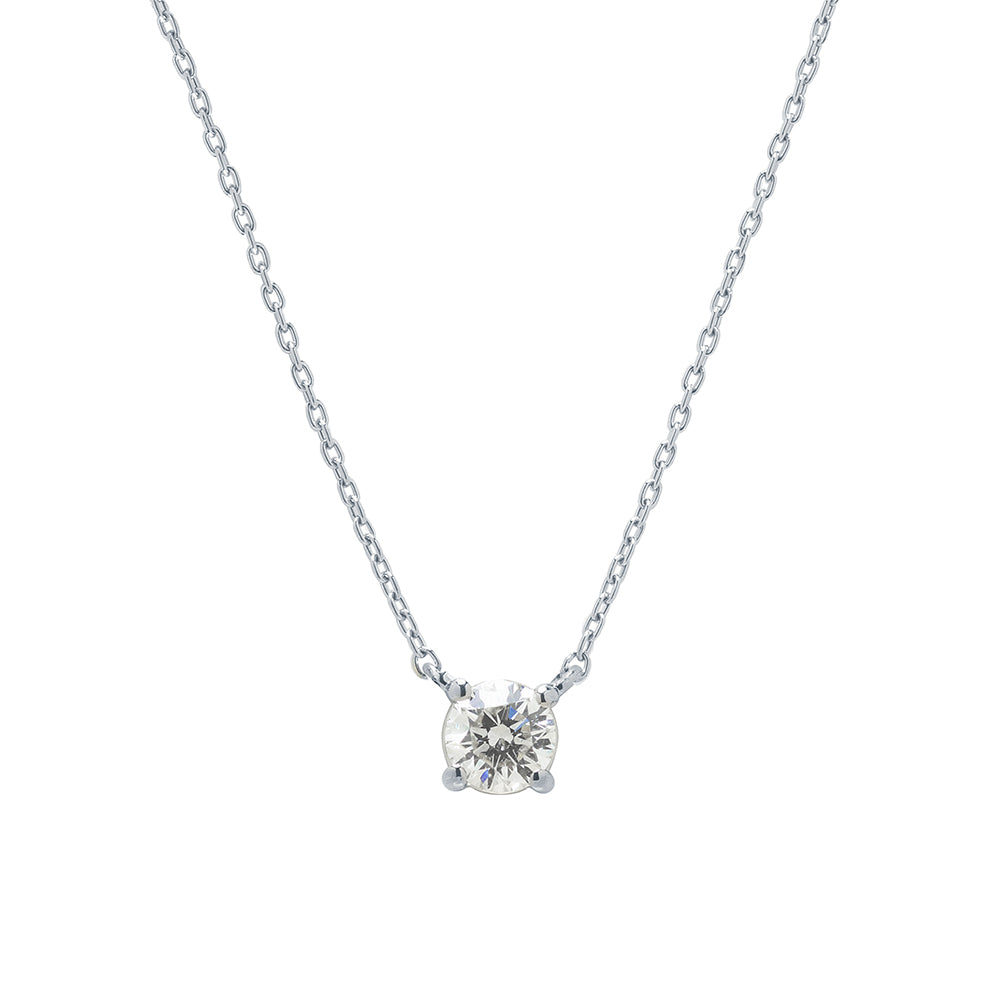 Cadena y Colgante 4 Grapas de Diamante 0.32 Quilates en Platino