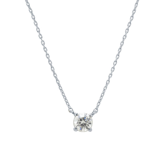 Cadena y Colgante 4 Grapas de Diamante 0.32 Quilates en Platino