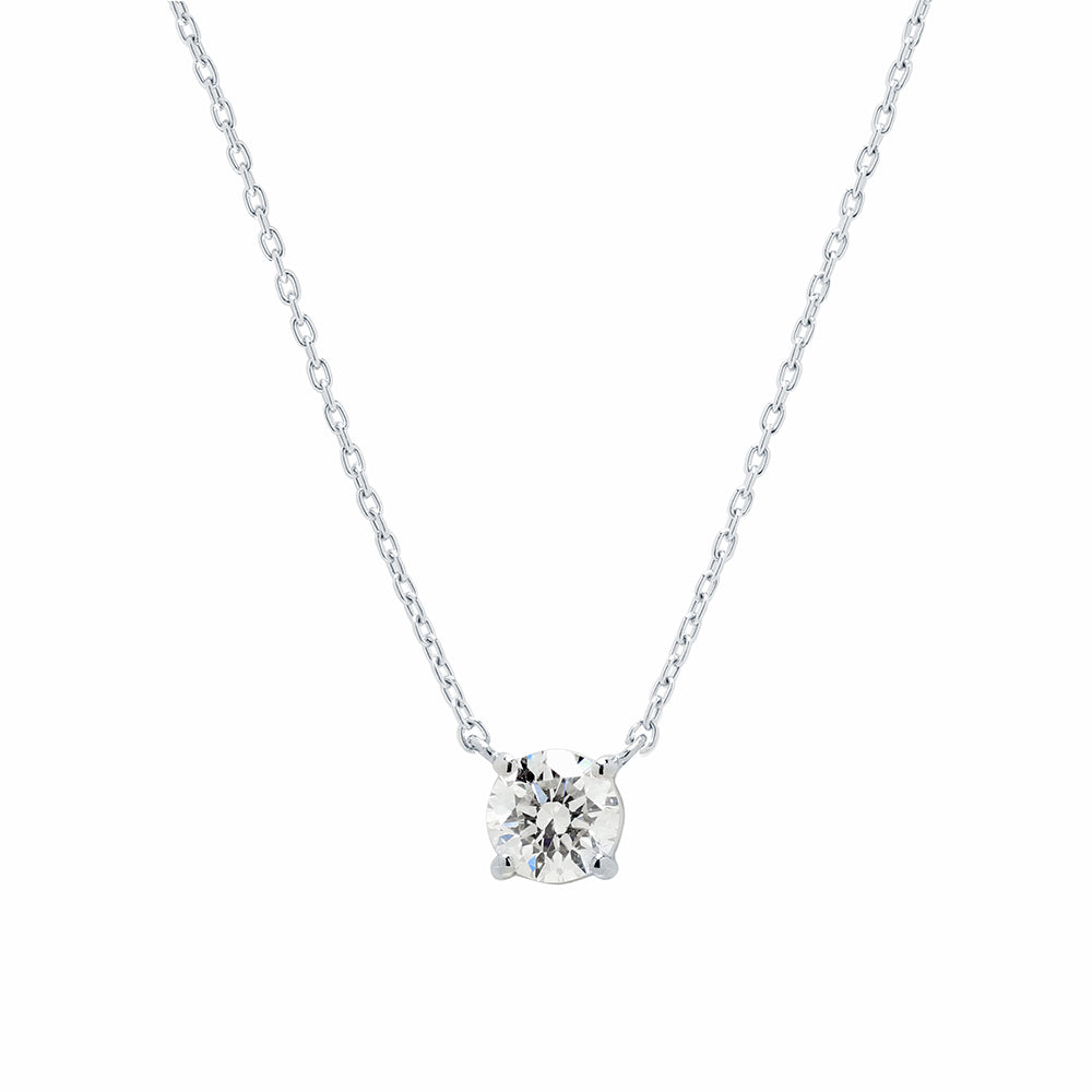 Cadena y Colgante 4 Grapas de Diamante 0.41 Quilates en Platino