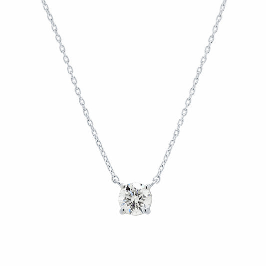 Cadena y Colgante 4 Grapas de Diamante 0.41 Quilates en Platino