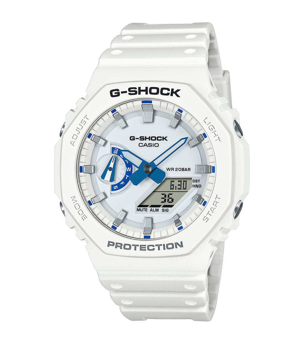 Reloj Casio G-SHOCK Hombre Analógico-Digital Blanco-Azul Fluorescente