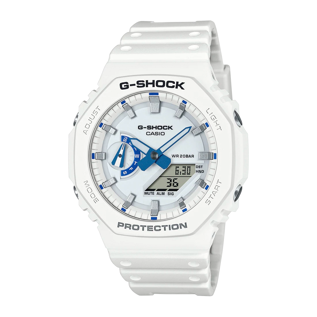 Reloj Casio G-SHOCK Hombre Analógico-Digital Blanco-Azul Fluorescente