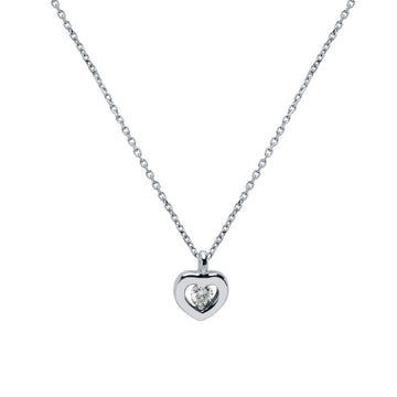 Cadena y Colgante Corazón 1 Diamantes Creados de 0,055 quilates en Oro Blanco