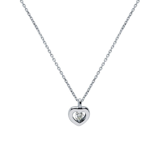 Cadena y Colgante Corazón 1 Diamantes Creados de 0,055 quilates en Oro Blanco