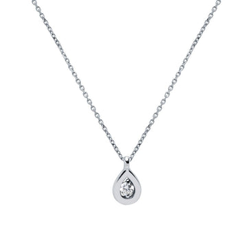 Cadena y Colgante Lagrima 1 Diamantes Creados de 0,055 quilates en Oro Blanco