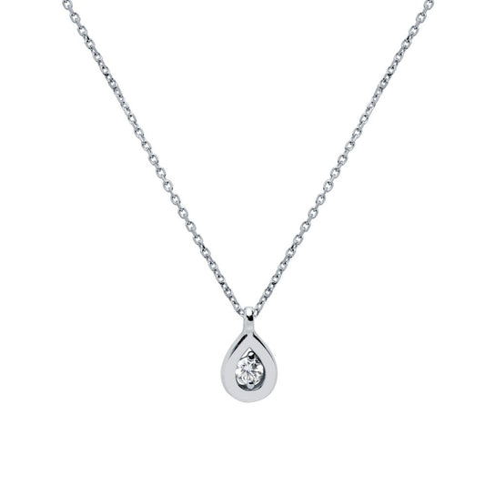 Cadena y Colgante Lagrima 1 Diamantes Creados de 0,055 quilates en Oro Blanco