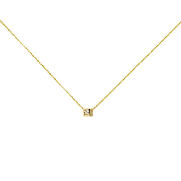 Cadena y Colgante Circonita Cuadrada Bisel en Oro Amarillo de 9 Kilates