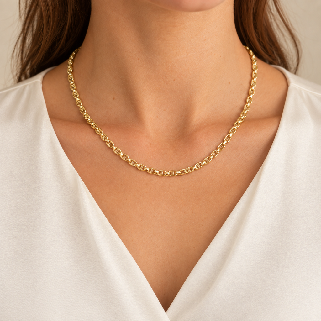 Cadena Travesino 45 cm 3.6 mm de Oro Amarillo de 18 Quilates
