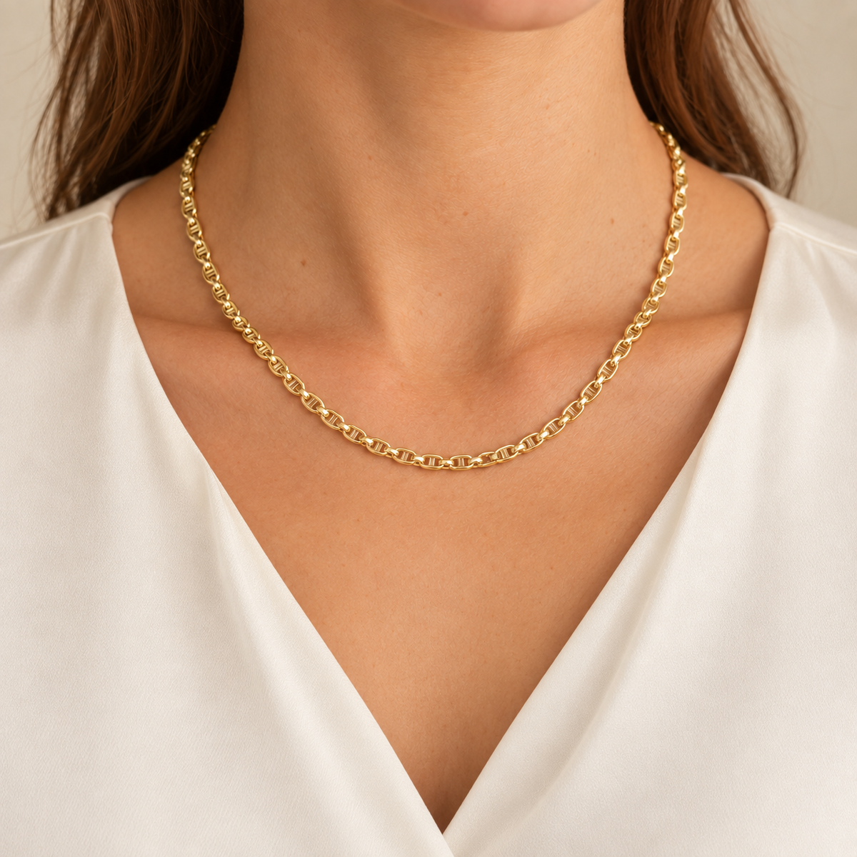 Cadena Travesino 45 cm 3.6 mm de Oro Amarillo de 18 Quilates