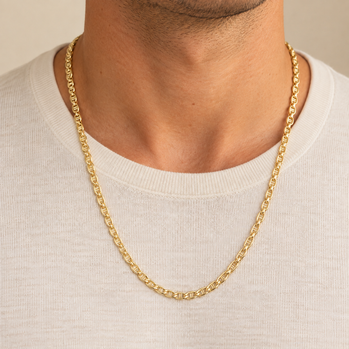 Cadena Travesino 60 cm 3.6 mm de Oro Amarillo de 18 Quilates