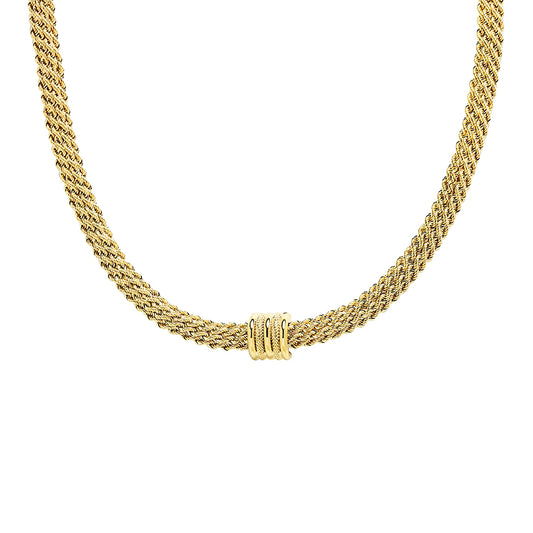 Cadena Ancha Semirrígida en 45 cm en Oro Amarillo 9 Kilates