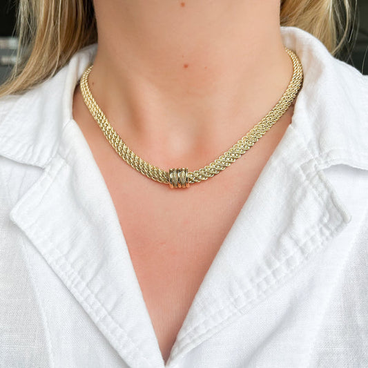 Conjunto Kejari Cadena y Pulsera en Oro Amarillo 9 Kilates