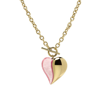 Cadena y Colgante Corazón Rosa Acero Tesi García