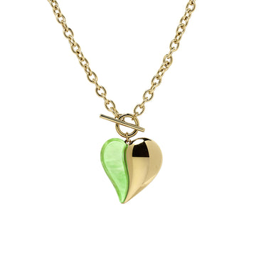 Cadena y Colgante Corazón Verde Acero Tesi García