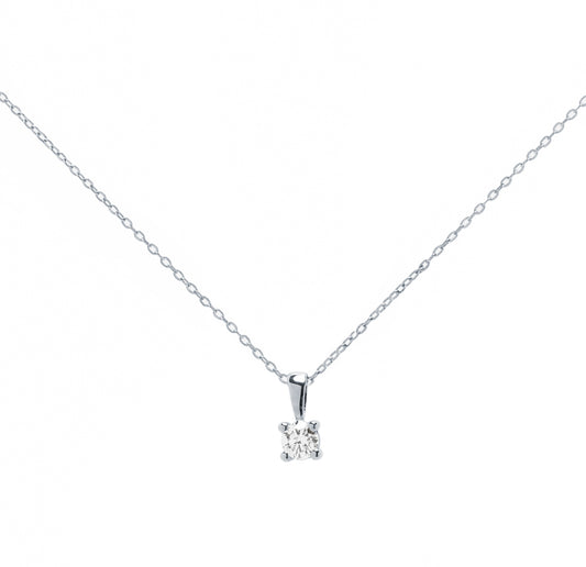 Cadena y Colgante 4 Grapas con Diamante 0,10 Quilates en oro de 18 Kilates