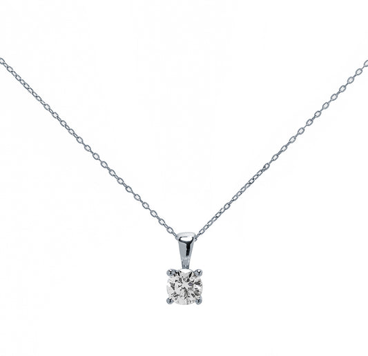 Cadena y Colgante 4 Grapas con Diamante 0,30 Quilates en oro de 18 Kilates