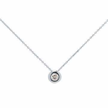 Cadena y Colgante Circular Tami en Oro Blanco 18 Kilates con Diamante 0,10 Quilates