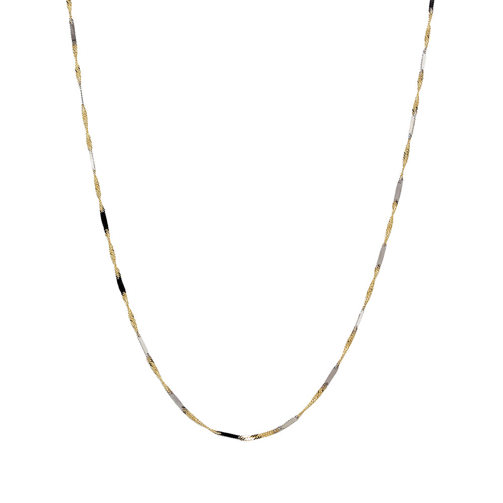 Cadena Singapur Placa Maciza 50 cm en Oro Bicolor 18 Kilates
