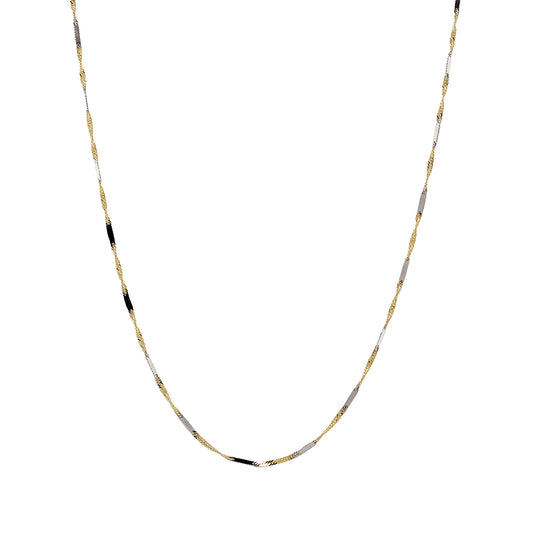 Cadena Singapur Placa Maciza 50 cm en Oro Bicolor 18 Kilates