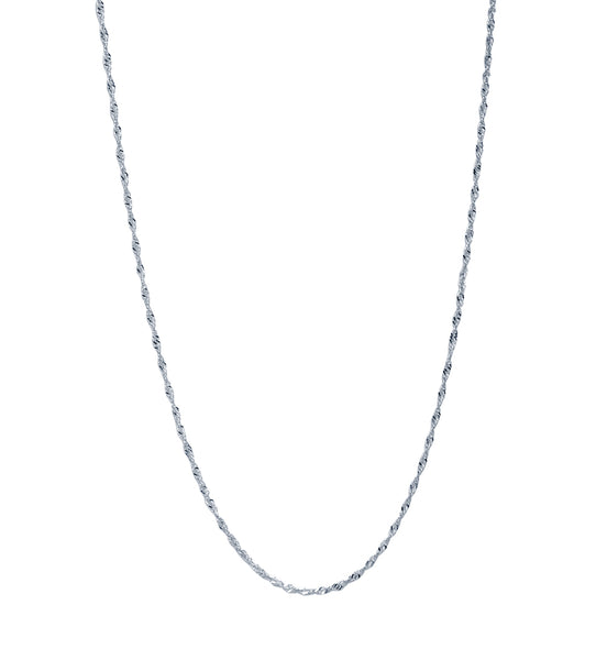 Cadena Singapur Maciza 40x0.80 en Oro Blanco 9 Kilates
