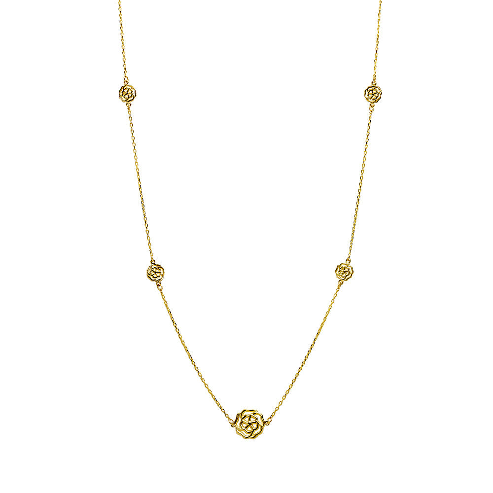 Conjunto Magnolia Cadena y Pulsera en Oro Amarillo 9 Kilates