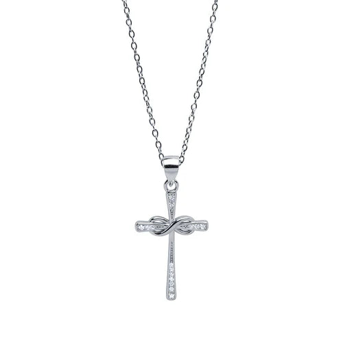 Colgante Cruz Infinito con Circonitas en Plata