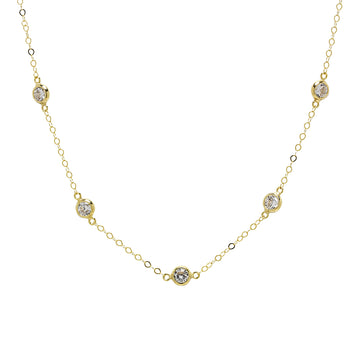 Cadena con 5 Circonitas en Oro Amarillo 9 Kilates