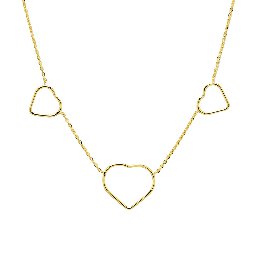 Conjunto Alaida de Pulsera, Gargantilla y Pendientes Corazones en Oro Amarillo 9 Kilates