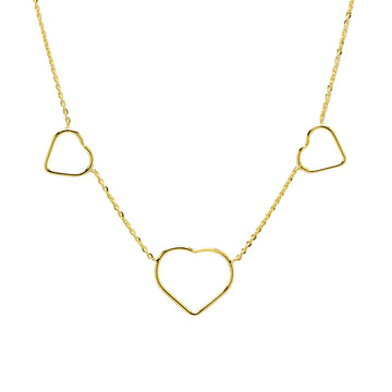Gargantilla silueta 3 Corazones en Oro Amarillo de 9 Kilates