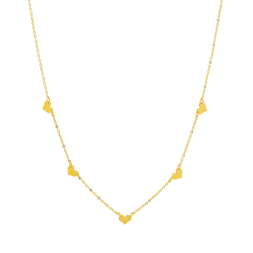 Gargantilla 5 Corazones en Oro Amarillo de 9 Kilates