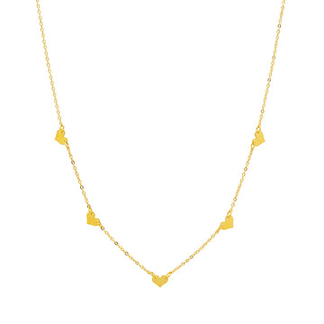 Gargantilla 5 Corazones en Oro Amarillo de 9 Kilates
