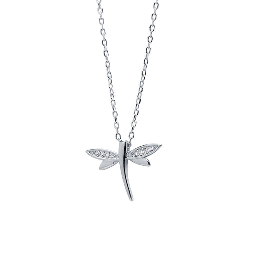 Cadena y Colgante Libélula con Circonitas en Plata