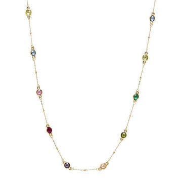 Cadena con Circonitas Multicolor en Oro Amarillo 9 Kilates