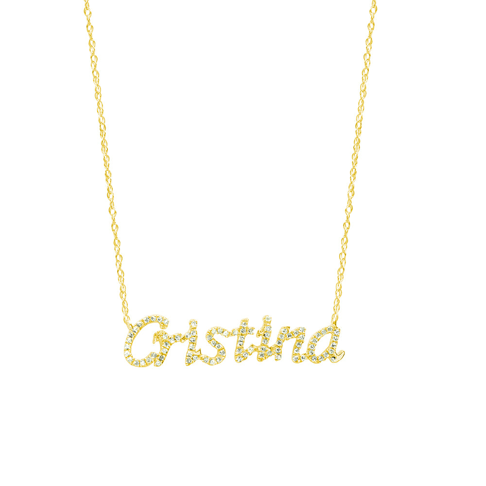 Gargantilla con Nombre y Brillantes de Oro de 9 Quilates