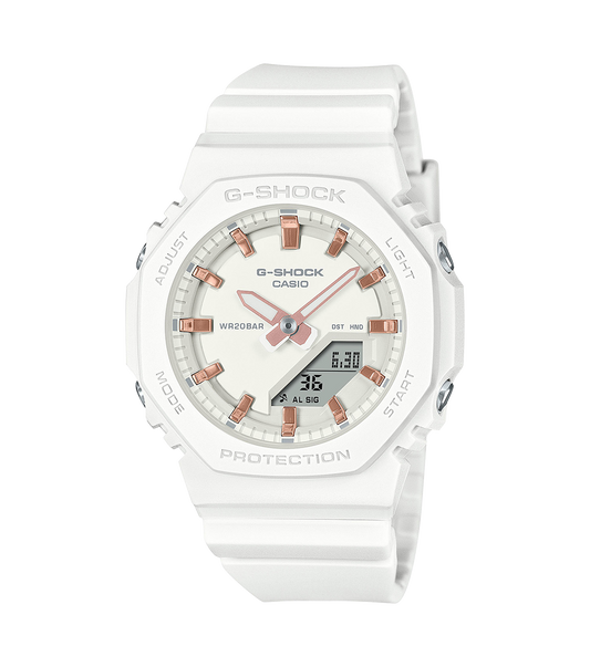 Reloj Casio G-SHOCK Mujer Anaógico-Digital Blanco y Oro Rosa