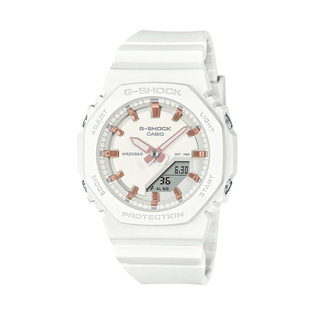 Reloj Casio G-SHOCK Mujer Anaógico-Digital Blanco y Oro Rosa